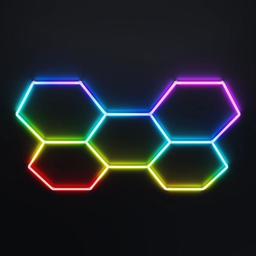 5 st. Hexagon RGBIC komplett set 80W - Inkl. bluetooth-kontroller och strömförsörjning