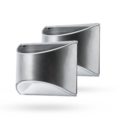 2 st. Solcellsvägglampa LED - Silver, Snygg väggeffekt, utomhus