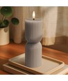 LED timglasljus 23cm, flammeffekt, grå - Ø7,5cm, timer