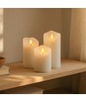 Set med 3 st. LED blockljus 10cm, flammeffekt, vit - Ø7,5cm