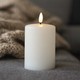 LED Blockljus 10cm hög, smält-look, flameffekt - Ø7,5cm, 10cm hög, fungerar m. fjärrkontroll (ej inkl.), äkta stearin