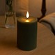 LED blockljus 10cm, smält-look, flammeffekt - Ø7,5cm, fungerar m. fjärrkontroll (ej inkl.), äkta stearin, grön