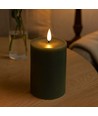LED blockljus 10cm, smält-look, flammeffekt - Ø7,5cm, grön