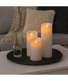 LED blockljus XL, 3 st, Ø10cm, 17,5/22,5/30cm, rörlig flamma, vit