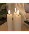 3-pack vita LED-stearinljus, flammeffekt - Ø2,2cm, Höjd: 24,5cm, stavljus, inkl. fjärrkontroll, timer, batteri