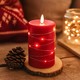 LED blockljus med ljuskedja, 12,5cm, flammeffekt - Ø7,5cm, fungerar m. fjärrkontroll (ej inkl.), röd