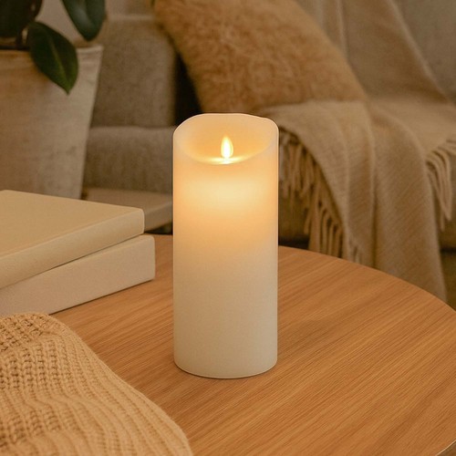 LED XL Blockljus 22,5cm, lågeffekt, vit - Ø10cm, fjärrkontroll, timer, äkta vax