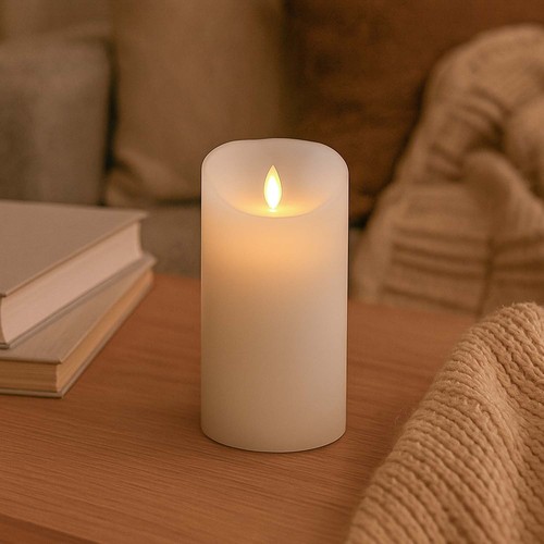 LED XL Blockljus 17,5cm, lågeffekt, vit - Ø10cm, fjärrkontroll, timer, äkta vax