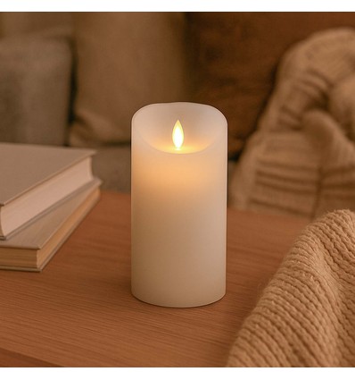 LED XL Blockljus 17,5cm, lågeffekt, vit - Ø10cm, fjärrkontroll, timer, äkta vax