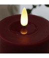 LED blockljus 12,5cm, smält-look, flammeffekt - Ø7,5cm, bordeauxröd