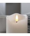 LED Blockljus 12,5 cm hög, flameffekt, vit - Ø7,5 cm, 12,5 cm hög, fungerar med fjärrkontroll, timer, äkta stearin