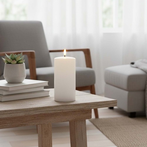 LED blockljus 15cm, smält-look, flammeffekt - Ø7,5cm