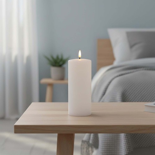 LED blockljus 17,5cm, smält-look, flammeffekt - Ø7,5cm