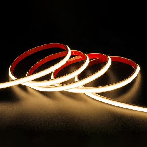 5m 9W/m vattentät slim COB strip - 230V, IP67, 296 LED/m, självhäftande, upp till 50m