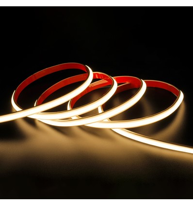 5m 9W/m vattentät slim COB-strip - 230V, IP67, 296/m LED, självhäftande baksida, upp till 50m