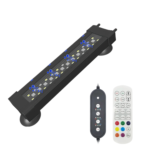 20 cm akvariebelysning - 8W, kan användas med luftpump, RGB+NW, IP68