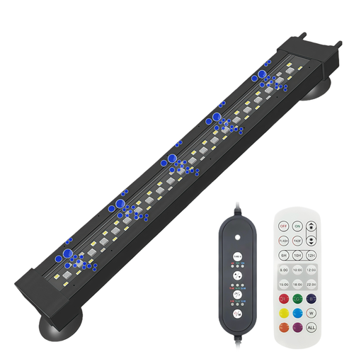 40 cm akvarie armatur - 12W, kan bruges med luftpumpe, RGB+NW, IP68
