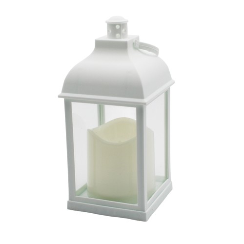 LED lykta - Vit, fyrkantig, batteri, IP54 inomhus/utomhus