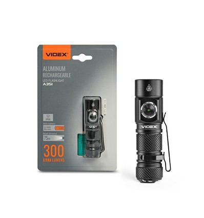 LED bärbar ficklampa - Uppladdningsbar, Vattentät, 300lm, 5000K