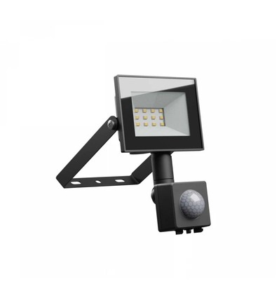 10W strålkastare med sensor - IP44, svart, arbetslampa, PIR-sensor