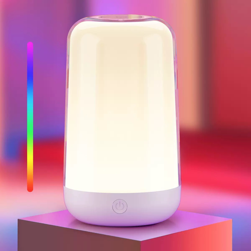 Uppladdningsbar RGB+CCT LED bord-/nattlampa - Vit, touch dimbar, IP20 inomhus