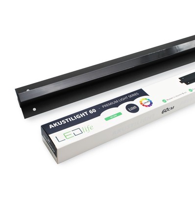 LED svart Troldtekt-skena 60 cm - 30W, Akustilight, infälld, 24V