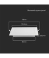 3W 9x9cm kvadratisk LED infälld panel - 4000K, 330lm, Hål: 7,5-8 cm, vit kant