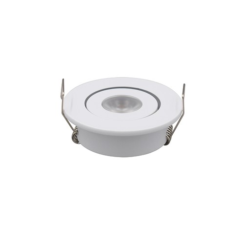1W Ø5,2cm infälld spotlight dimbar - 12V/24V, hål: Ø4,2 cm, mått: Ø5,2 cm, 2,2 cm hög, vit