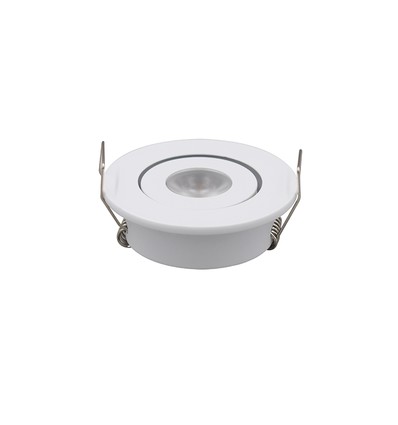 1W Ø5,2cm infälld spotlight dimbar - 12V/24V, hål: Ø4,2 cm, mått: Ø5,2 cm, 2,2 cm hög, vit