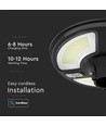 Vt-45w LED trädgårdslampa 7,5W - solcellsdriven, rund, med sensor, RF-fjärrkontroll, 6500K, IP65