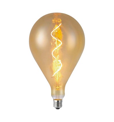 E27 4W LED spiral filament lampa - A160, Amber glas, 2700K, 250lm