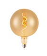 E27 4W LED filament spirallampa - G200 globe, amber glas, varmvit, 250lm