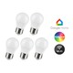 5-pack E27 5W Wifi LED-lampa - G45, Tuya/Smart Life, fungerar med Google Home
