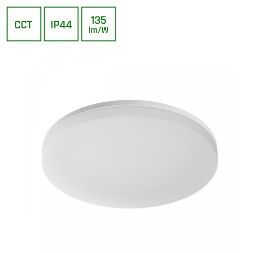 40W Nymphea Fusion LED taklampa, 135lm/W - Justerbar 20/30/40W, CCT, IP44 våtrum, Ø33cm, vit kant