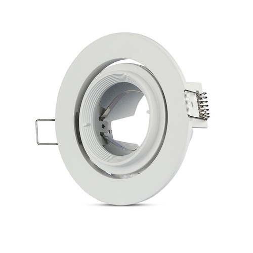 GU10 infälld spot med 30° vinklingsbar ring - Rund, vit, aluminium, hål: Ø9,3 cm, mått: Ø10,2 cm, IP20 inomhus