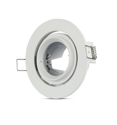 GU10 infälld spot med 30° vinklingsbar ring - Rund, vit, aluminium, hål: Ø9,3 cm, mått: Ø10,2 cm, IP20 inomhus