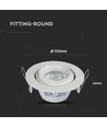 GU10 infälld spot med 30° vinklingsbar ring - Rund, vit, aluminium, hål: Ø9,3 cm, mått: Ø10,2 cm, IP20 inomhus