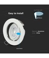 GU10 / MR16 Downlight - Utan ljuskälla och sockel, rund, ställbar, vit, Hål: Ø9,3 cm