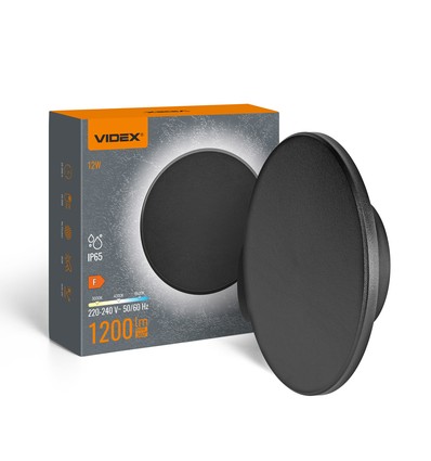 Dome 12W rund LED-vägglampa - IP65, CCT, svart