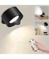 4,5W Uppladdningsbar vägglampa CCT - IP20, rund, mattsvart, 360° roterbar, inkl. ljuskälla och fjärrkontroll