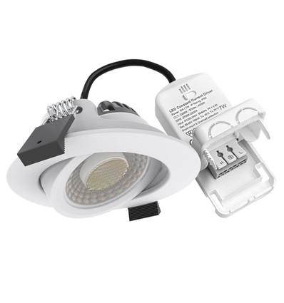 7W Infälld spotlight RA96, DimToWarm+CCT, Dimbar - Hål: Ø6,8 cm, Mått: Ø8,3 cm, Vit kant