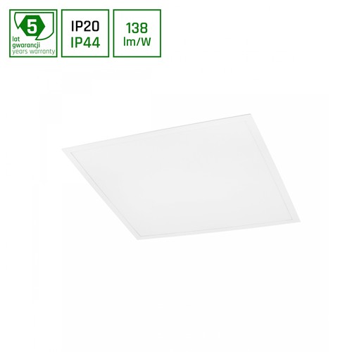 60x60 LED panel, 40W - 6000K, IP44, vit kant, 5 års garanti