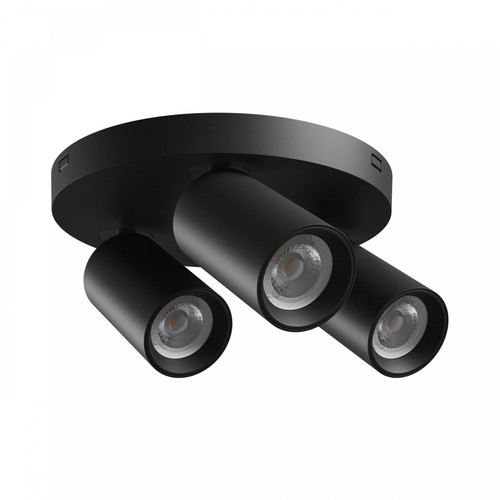 Rund taklampa med 3 spots, GU10 - Svart, Ø22cm, IP20 inomhus, utan ljuskälla