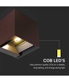 9W LED Solcellsvägglampa - IP65, CCT, 3 ljusfärger, PIR-sensor, cortenfärgat hölje