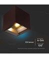 9W LED Solcellsvägglampa - IP65, CCT, 3 ljusfärger, PIR-sensor, corten hölje