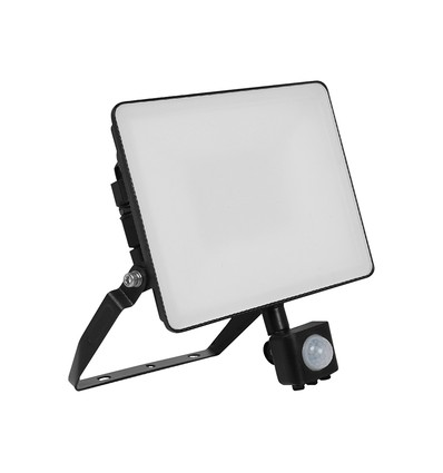 20W LED strålkastare med sensor och fast connector - 120lm/W, IP65, svart, 5 års garanti