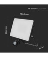20W LED strålkastare med sensor och fast connector - 120lm/W, IP65, svart, 5 års garanti