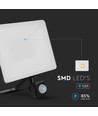 20W LED strålkastare med sensor - 120lm/W, IP65, svart, 3000K, PIR sensor