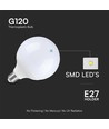 E27 22W LED glob-lampa - Ø12 cm, G120, matt