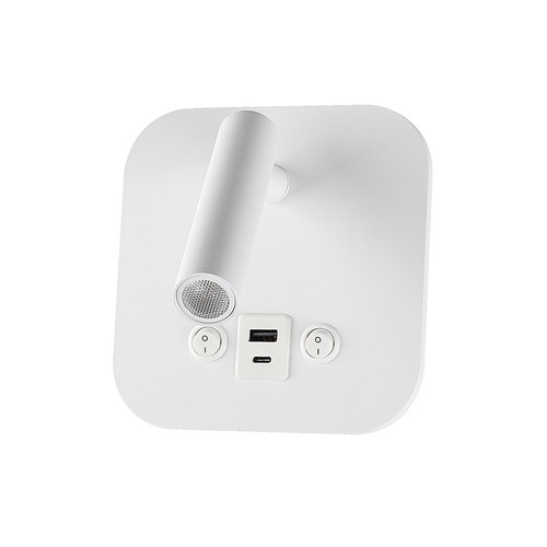 8W LED sängvägglampa med USB/PD laddning - CREE chip, 3000K, vit, inkl. ljuskälla